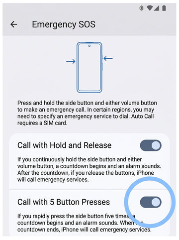 Android Emergency SOS settings
